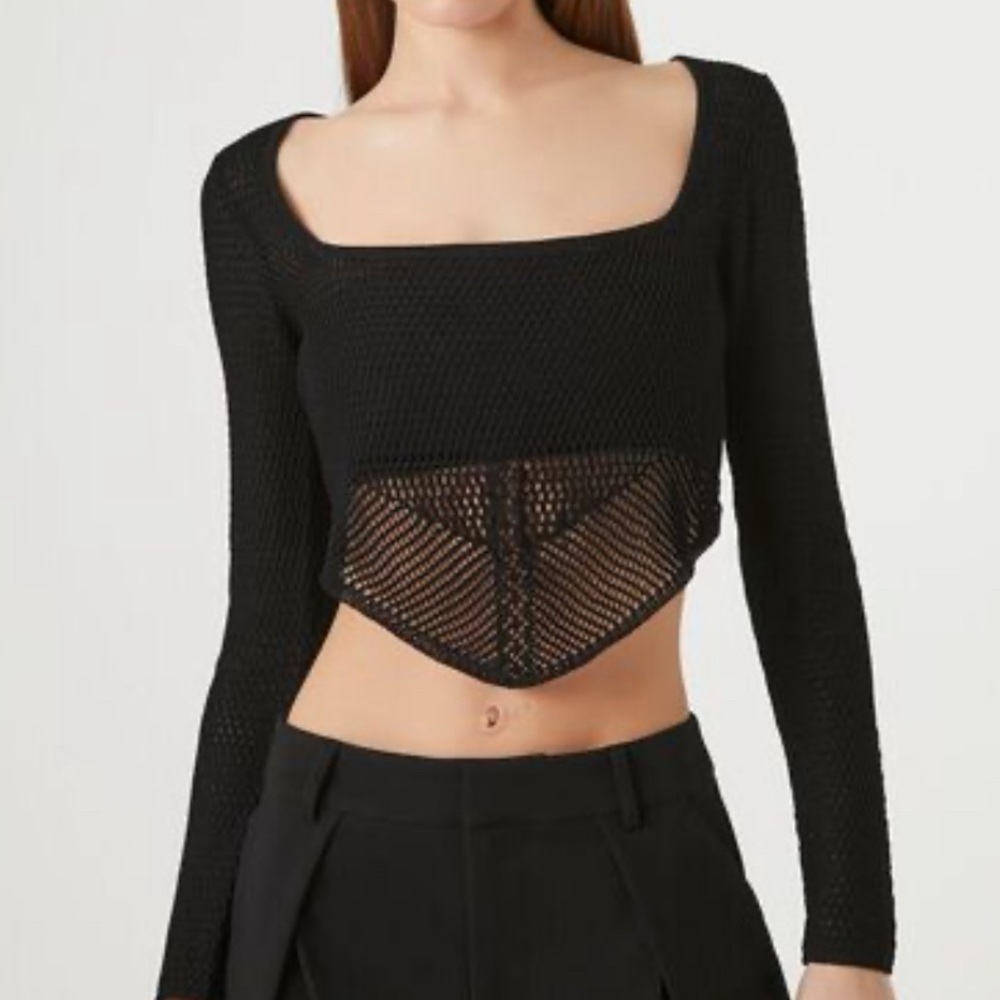Sweater-Knit Crop Top, size L